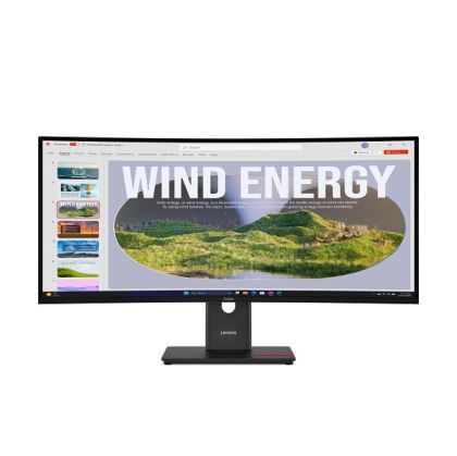Монитор LENOVO ThinkVision T34WD-40 (64AEGAT1EU), 34" VA Curved 1500R, WQHD (3440x1440) 120Hz, 21:9, 4ms, 300 cd/m², 3000:1, HDMI, DP, USB-C, RJ-45, 3xUSB, Eclipse Black
