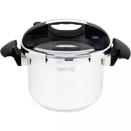 Тенджера под налягане Royalty Line RL-PS6L, 6 л, 80 kPa, Неръждаема стомана, Предпазен клапан, Мерителна скала, Индукция, Сребрист