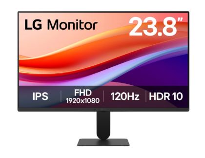 Монитор LG 24U41YA-B, 23.8" IPS, FullHD (1920x1080) 120Hz, 16:9, 1ms, 1500:1, 250 cd/m2, Dynamic Action Sync, VGA, HDMI, DVI-D, Black