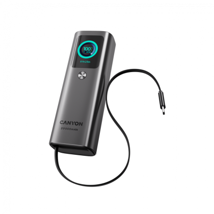 Външна батерия CANYON OnPower 265 (CNS-CPB265DG), 20000mAh, 165W, Aluminium, Dark grey