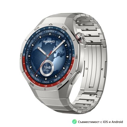 Часовник Huawei Watch GT5 Pro Vili-B29M, 1.43", Amoled, 466x466, PPI 326, BT5.2, BLE/BR/EDR, 524mAh, 40-meter free diving, HUAWEI TruSense System, ECG analysis, Battery life up to 14 days, Compatible with iOS and Android devices, Titanium + Huawei FreeBud