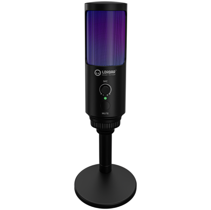 LORGAR SMP40, RGB Microphone with external mute button and metal stand, Black