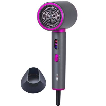 Сешоар Oliver Voltz OV51100R, 2200W, 3 степени, DC мотор, Студен въздух, LED индикатори, Сив/лилав