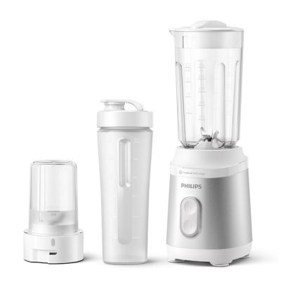 Мини блендер PHILIPS HR2512/90 Series 3000, 350W, 2 настройки на скоростта, Технология ProBlend, Бутилка за път, White
