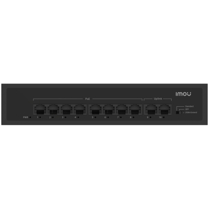 Imou 10-port 100M unmanaged PoE Switch, 8x PoE 10/100, 2x uplink 10/100, 65W total power, up to 250m PoE, 4KV lighting Protection, 802.3af/at,