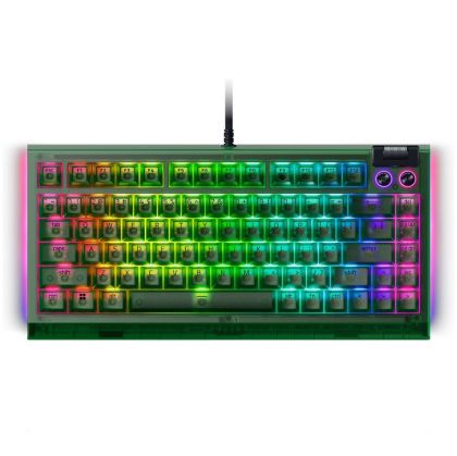 Razer BlackWidow V4 75% Phantom Green Edition, US Layout, Razer Chroma RGB, Hot-swappable Design, Detachable Type C Cable, PCB & Case sound dampening foam, Up to 8,000 Hz polling rate, Doubleshot ABS Keycaps, Magnetic Plush Leatherette