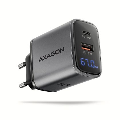 Зарядно у-во AXAGON ACU-PQ67D PD3.0 & QC4+2xOUTPUTS, LCD display, wall charger 67W