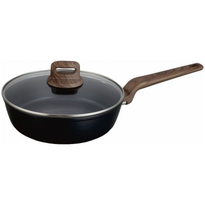 Дълбок тиган с капак Oliver Voltz Paris OV54419F24CD, 24 см, Незалепващо покритие, Топлинен сензор, Индукция, Черен
