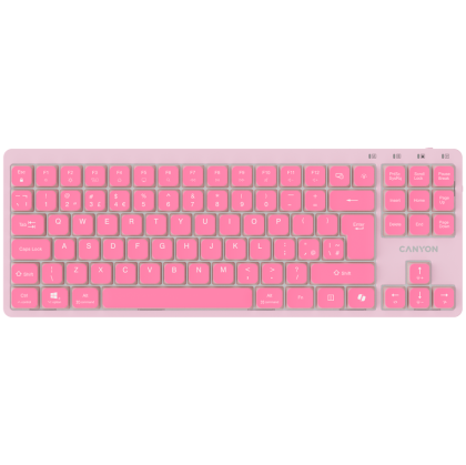 Клавиатура CANYON OnType 10 (CNS-HKB10P), Wired, Low Profile Mechanical, TKL Size, White Backlight, USB, Pink