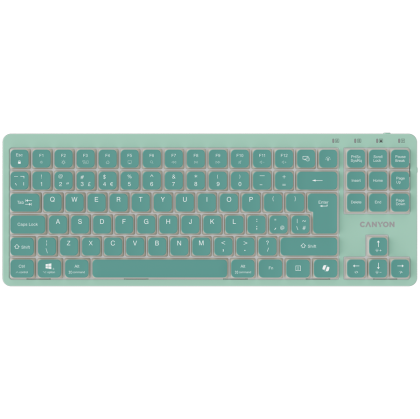 Клавиатура CANYON OnType 10 (CNS-HKB10GR), Wired, Low Profile Mechanical, TKL Size, White Backlight, USB, Green