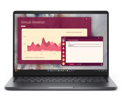 Лаптоп Dell Pro 14 PC14250, Intel Ultra 7 265U vPro (12 TOPS NPU, 12 cores, up to 5.3 GHz), 14" FHD+(1920x1200) 300nits AG, 16 GB: 1x16 GB, DDR5, 5600 MT/s, 512 GB SSD, Intel Graphics, FHD HDR IR Cam and Mic, Wi-Fi 6E, FPR, Backlit Kb, Win11 Pro, Platinum