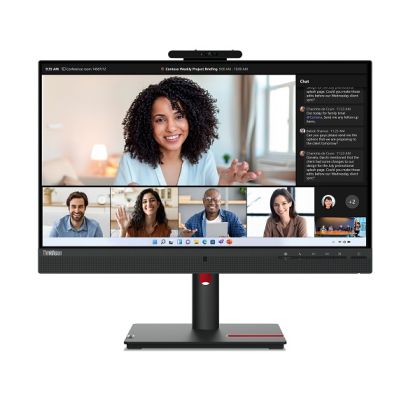 Монитор LENOVO ThinkVision T24mv-30 (63D7UAR3EU), 23.8" IPS, FullHD (1920x1080) 75Hz, 16:9, 4ms, 250 cd/m², 1000:1, WebCam 5MP, Microphone, Speaker 2x5W, HDMI, 2xDP, USB-C, Rj-45, 4x USB 3.2, Raven Black