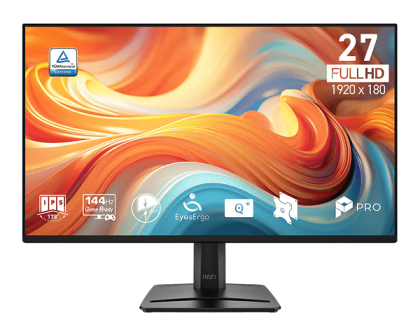 Монитор MSI PRO MP275 E14L, 27" IPS, FullHD (1920 x 1080) 144Hz, 16:9, 1ms, 300 cd/m², 1500:1, AMD FreeSync, Speaker 2x2W, VGA, HDMI, Black