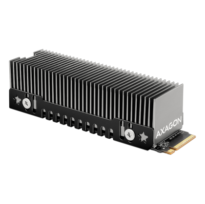 Охладител за SSD AXAGON CLR-M2XT passive - M.2 SSD, 80mm SSD, ALU body, silicone thermal pads, height 20mm