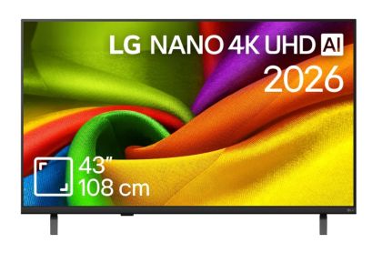 Телевизор LG 43NU8E0B3LA, 43" 4K HDR UHD, 3840x2160, DVB-T2/C/S2, AI Alpha 7, HDR 10, webOS 26, ThinQ AI, VRR, ALLM, HGiG, WiFi, Clear Voice, 4K Super Upscaling, Bluetooth 5.3, Hdmi e-ARC , CI, LAN, AirPlay2, AI Sound Pro, Google Cast, 2 Pole stand, Black