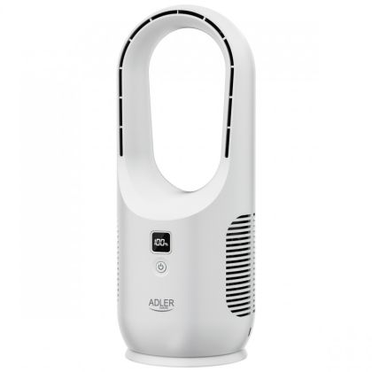 Настолен вентилатор Adler AD 7343, До 6 часа, 3 скорости, LED дисплей, USB-C, Бял