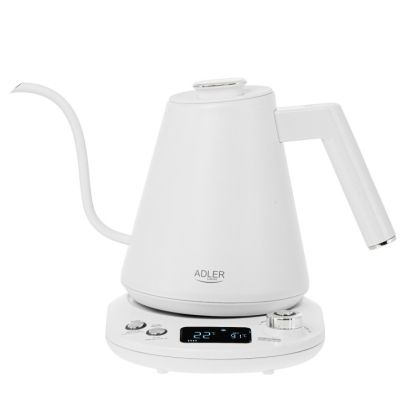 Електрическа кана Adler AD 1349W, 1100W, 1 л, 40-100 C, Поддържане на топлината, LED дисплей, Бял