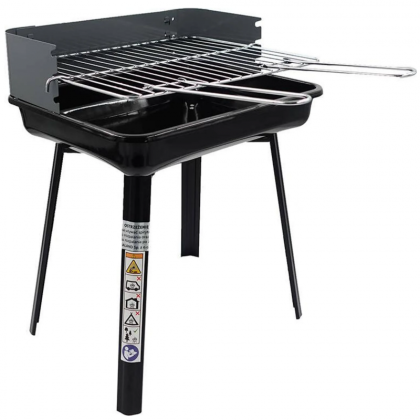 Барбекю на дървени въглища Master Grill & Party MG936, Регулируема решетка, Сгъваемо, Черен