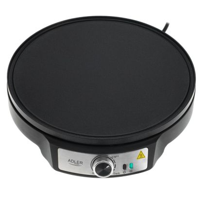 Уред за палачинки Adler AD 3093, 1600W, 30 см, Включени прибори, Черен/Инокс