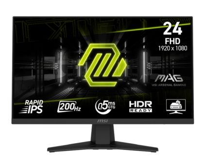 Монитор MSI MAG 244F (9S6-3BC41H-012), 23.8" Rapid IPS, FullHD (1920x1080) 200Hz, 16:9, 0.5ms, 300 cd/m2, 1000:1, AMD FreeSync Premium, DP, HDMI, Black