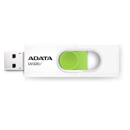 USB памет 64GB ADATA UV320, USB 3.2 Gen1, White/Green - AUV320-64G-RWHGN