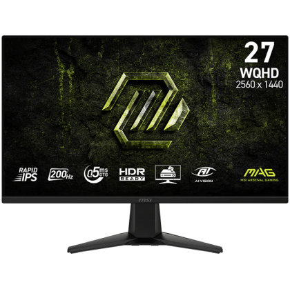 Монитор MSI MAG 275QF E20, 27" Rapid IPS, WQHD (2560x1440) 200Hz, 16:9, 0.5ms, 300 cd/m2, 1200:1, AMD FreeSync™ Premium, NVIDIA G-SYNC, DP, 2xHDMI, Black
