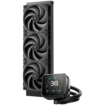 DeepCool SPARTACUS 420, 420mm CPU Liquid Cooler, 3x140mm PWM Fans, 3.4'' IPS LCD Screen, Black, LGA1851/1700, AMD AM5/AM4, 5Y, R-SPT420-BKDSMP-G-1