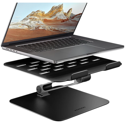 STND-LQB stand for notebooks and tablets. Aluminum HQ stand for laptops size 10-17.3. Adjustable height and angle. Black.