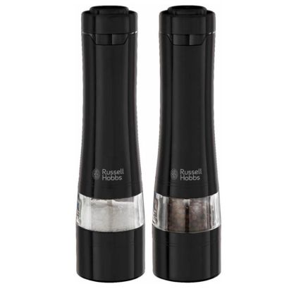 Електрически мелнички за сол и пипер Russell Hobbs Black 28010-56, Керамичен механизъм, LED, Черен