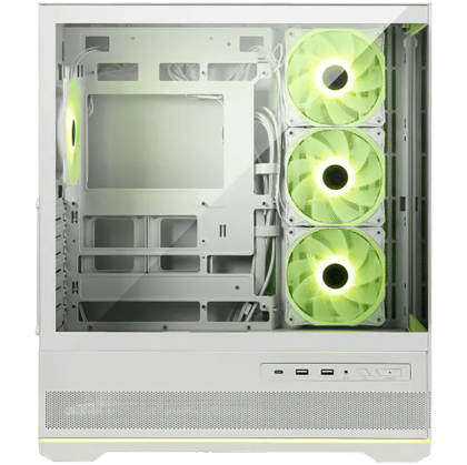 MSI MAG PANO 110R PZ WHITE, Mid-Tower, ATX/M-ATX/ITX, 2x USB 3.2, 1x USB Type-C 20Gbs, 1x Audio/Mic, LED Button, ARGB Hub, 4x 120mm ARGB Fans, ARGB Fan Hub, Mesh Panel, Tempered Glass, White