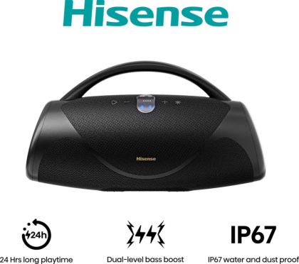 Аудио система Hisense, VoyageBoom, Party speaker 2.0 Ch., 360W, BT, 24h play,IP67 Water and Dust Proof,Ambient Light,Dual-way Strap,Built-in Powerbank,Dual-level Bass Boost,Black