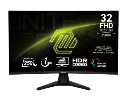 Монитор MSI MAG 32C6X (9S6-3DD41M-028), 31.5" VA Curved 1500R, FullHD (1920 x 1080) 250Hz OC, 16:9, 1ms, 250cd/m2, 3000:1, Adaptive-Sync, 2 x HDMI, DP, Black