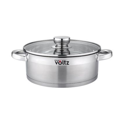 Тенджера Oliver Voltz OV51210Q28, 6 л, 28 x 10 см, Плитка, Индукция, Дебело дъно, Инокс