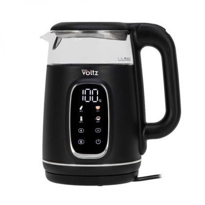 Електрическа кана Oliver Voltz OV51230AF, 2200W, 1.7 л, 4 режима, 13 темп. настройки, LCD дисплей, Сензорен контрол, Черен/Сребрист