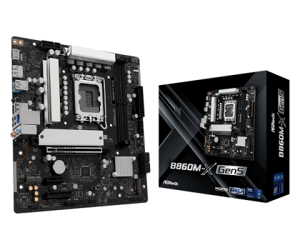 ASROCK MB Desktop B860M-X, S.1851, 2x DDR5, 1x PCIe 5.0 x16, 1x PCIe 4.0 x1, 1x PCIe 4.0 x4, 1x Blazing M.2, 2x Hyper M.2, 4x SATA3, 2x USB-C, 5x USB 3.2, 6x USB 2.0, 1x RJ-45 2.5GB Lan, 1x HDMI, 1x DP 1.4, mATX, 90-MXBSE0-A0UAYZ