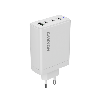 Зарядно у-во CANYON charger OnCharge 120 GAN Total 120W MAX 3 USB-C +1 USB-A White EU plug