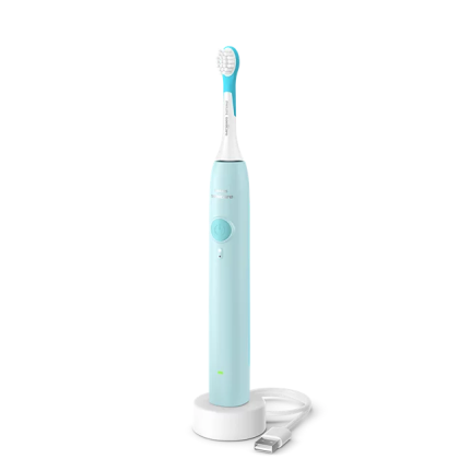 Детска ел. четка за зъби PHILIPS HX6500/03 Sonicare For Kids, По-нежен към венците, 2-минутен звуков таймер, 21 дни живот на батерията, Стикери, Teal