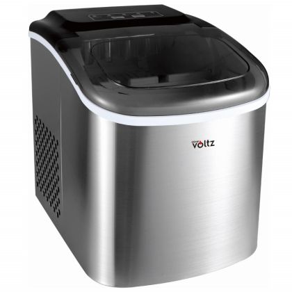 Ледогенератор Oliver Voltz OV51447CS, 120W, 12кг/24 часа, 1.3 л, 9 кубчета за цикъл работа, Индикатор за лед и вода, Инокс