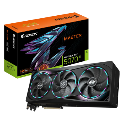 Видео карта GIGABYTE AORUS GeForce RTX 5070 Ti MASTER 16G, 16GB GDDR7, 256 bit, HDMI, 3xDP - N507TAORUS M-16GD