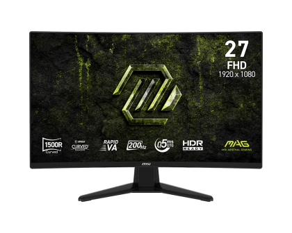 Монитор MSI MAG 274CF E20 (9S6-3CF51T-010), 27” Rapid VA Curved 1500R, FullHD (1920x1080) 200Hz, 16:9, 0.5ms, 300 cd/m2, 3500:1, AMD FreeSync™ Premium, 2xHDMI, DP, Black   