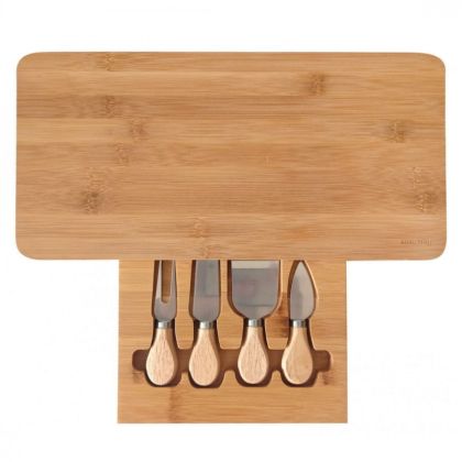 Дъска за сирена комплект Kinghoff KH 1567, 40 см, 5 части, Чекмедже, Бамбук