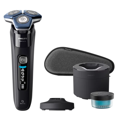 Електрическа самобръсначка PHILIPS S7886/55 Shaver series 7000, За сухо и мокро бръснене, Ножчета SteelPrecision, Nano SkinGlide покритие, Огъващи се в 360 посоки глави, До 60 минути бръснене с едно зареждане, Калъф за съхранение