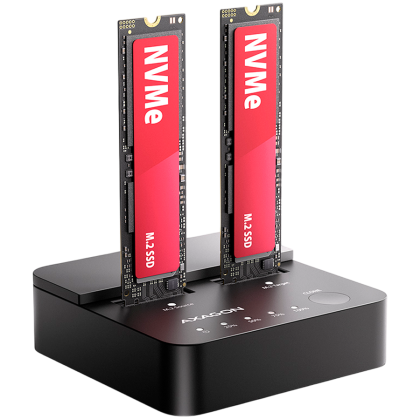ADSA-M2C22L USB-C 20Gbps docking station for 2 x M.2 NVMe SSD with disk cloning function without PC