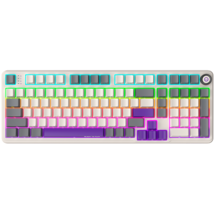 Wired mechanical gaming keyboard Advanced, 101 keys, linear Lorgar Toxic Purple switches, Hot Swap, Gasket mount, straight braid cable