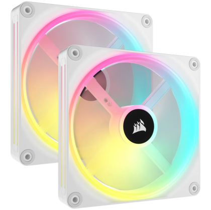 CORSAIR QX RGB Series, iCUE LINK QX140 RGB WHITE, 140mm Magnetic Dome RGB Fan, Dual Fan Kit