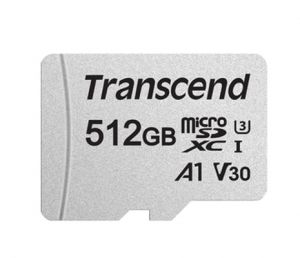 MicroSD памет 512GB TRANSCEND 300S, microSDXC UHS-I U3 A1 V30 + SD Адаптер