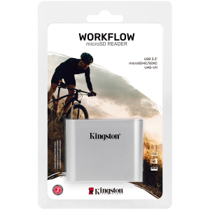 MicroSD Reader KINGSTON Workflow (WFS-SDC), 2 UHS-II microSD cards, USB 3.2 Gen 1 speeds, USB-C