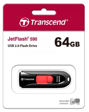 USB памет 64GB TRANSCEND JetFlash 590 (TS64GJF590K), USB 2.0, Black