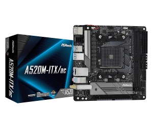 Дънна платка ASROCK A520M-ITX/ac (AMD AM4, 2 x DDR4, 1 x Ultra M.2, WiFi 5, HDMI, DP) Mini ITX
