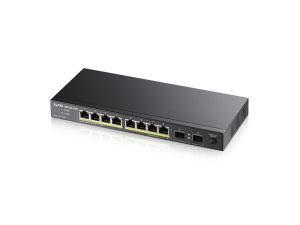 Суич Zyxel GS1100-10HP v2, unmanage PoE 8x Gigabit, 2x Fiber Uplink, 120 Watt PoE